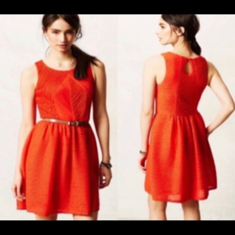 Anthropologie Bordeaux Ribbed Sleeveless Dress Red Size Small